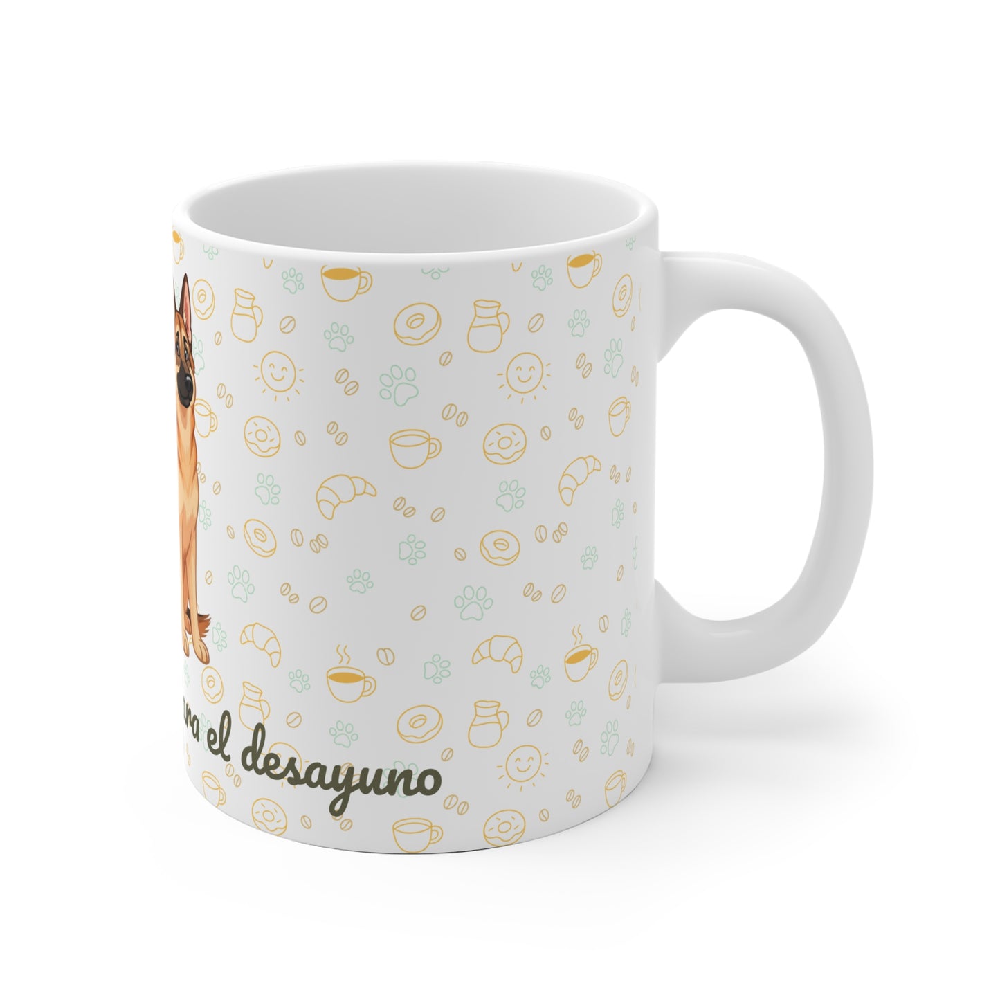 Taza de Cerámica con Pastor Alemán – Para Días con Carácter y Café