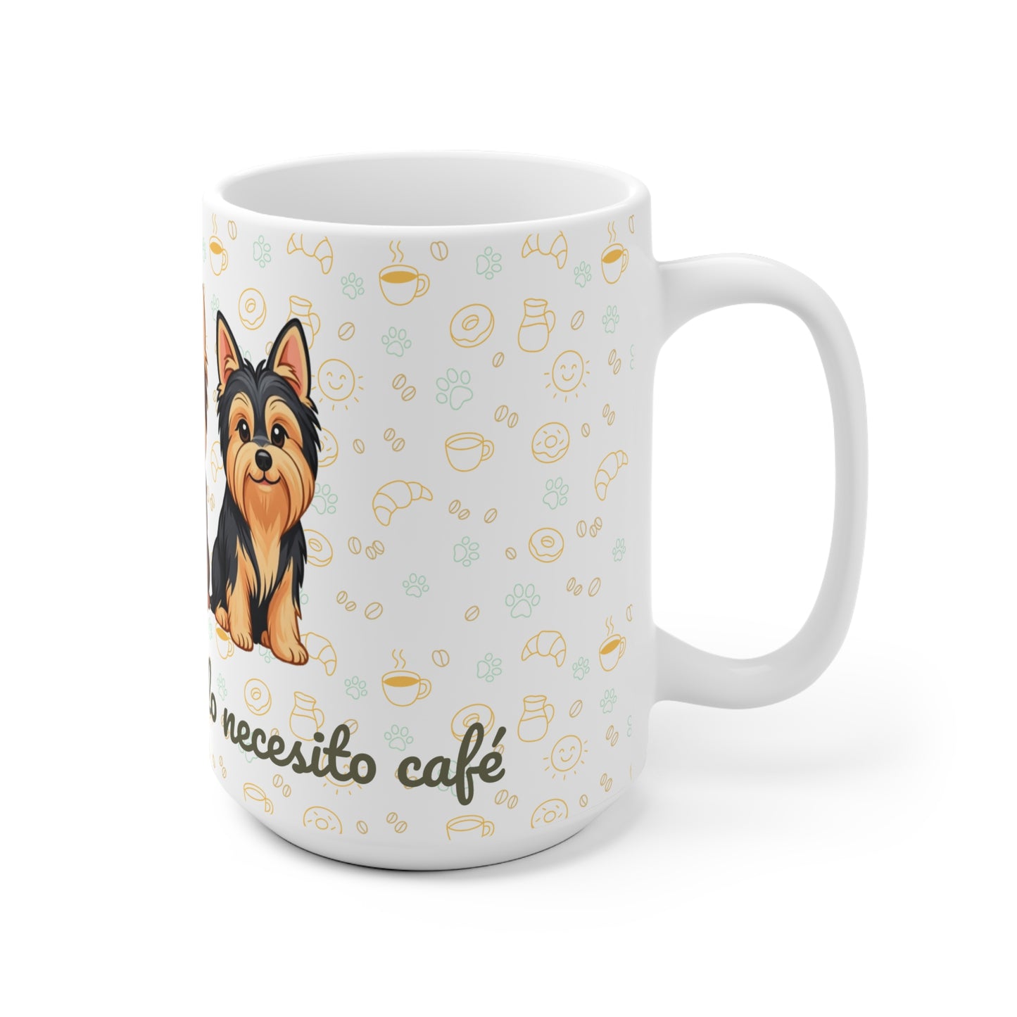 Taza de Cerámica con Yorkshire – “No soy gruñón, solo necesito café”