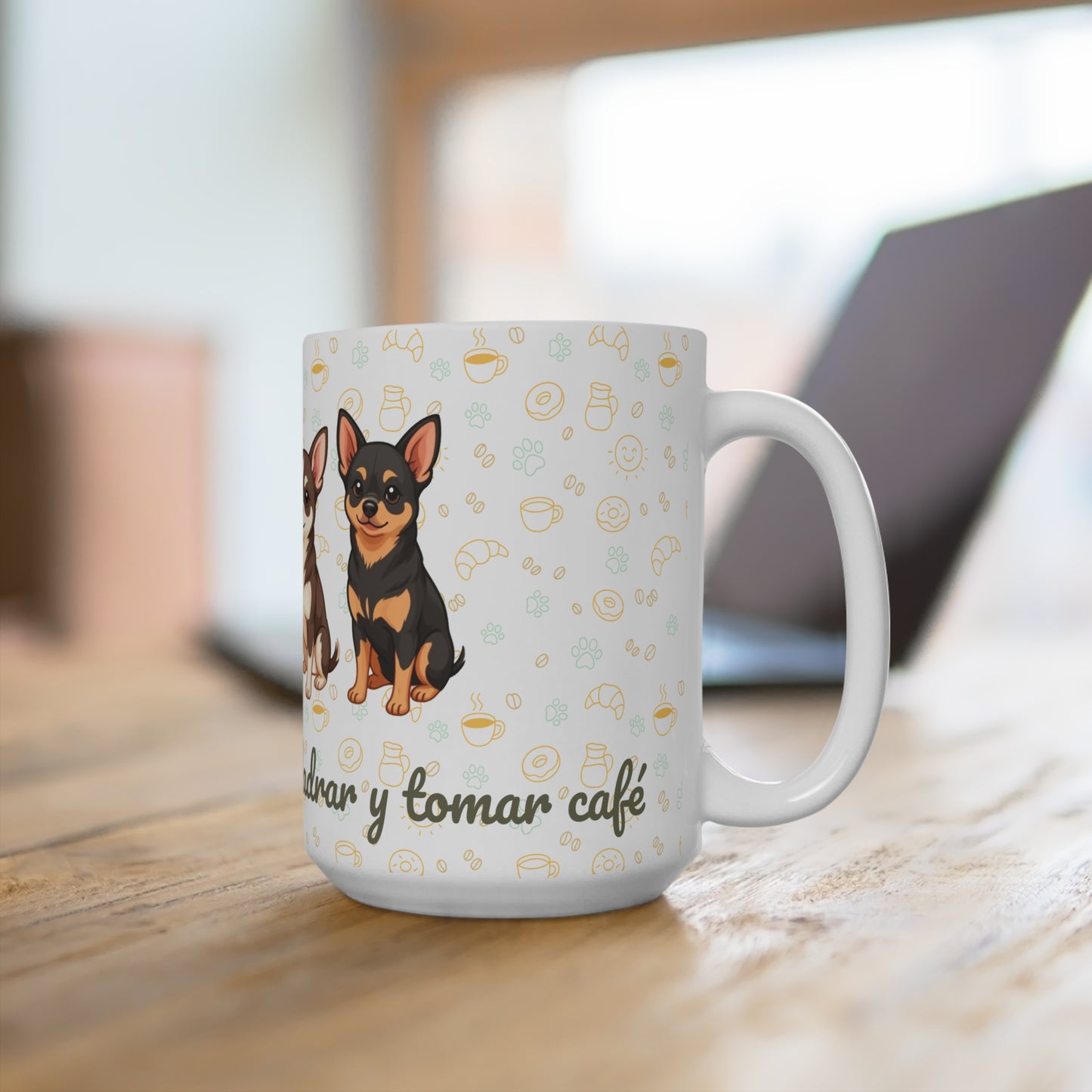 Taza de Cerámica con Chihuahua – Para Mañanas con Actitud y Café
