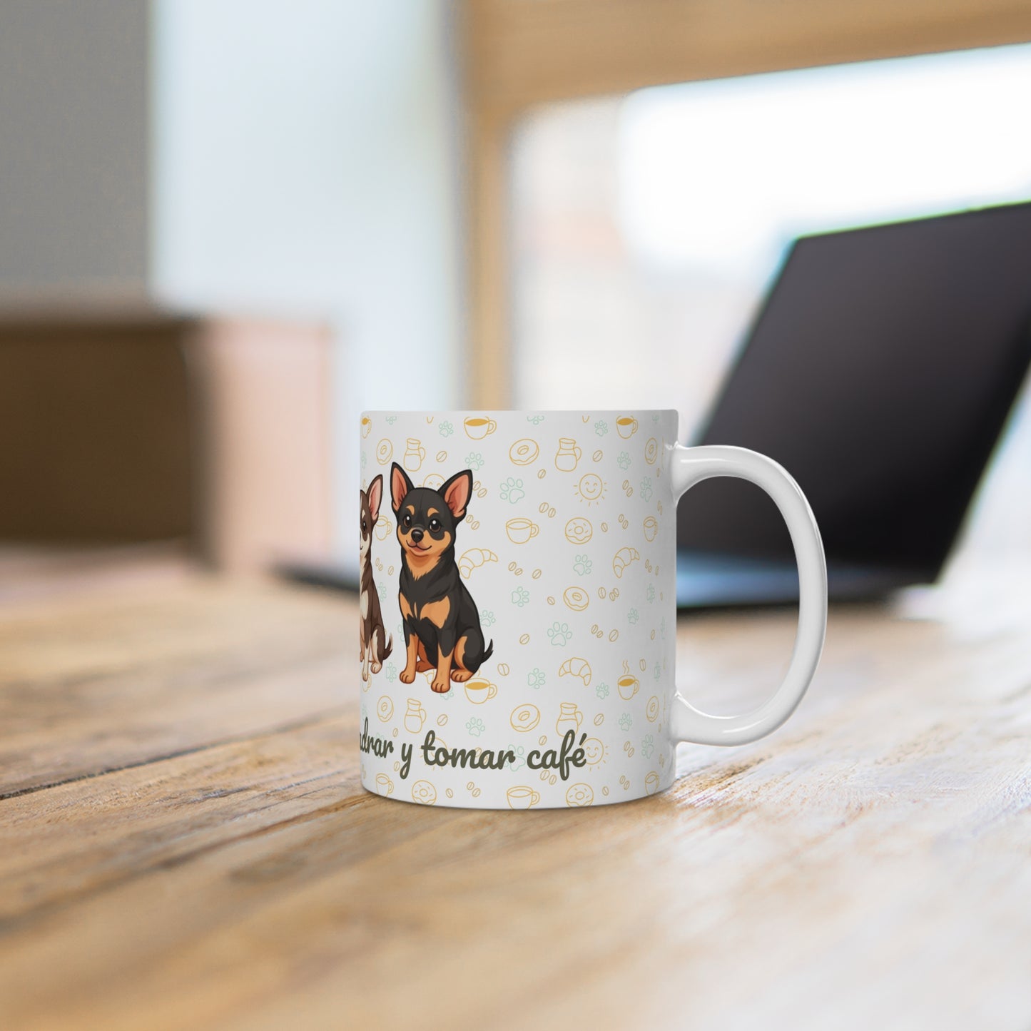 Taza de Cerámica con Chihuahua – Para Mañanas con Actitud y Café