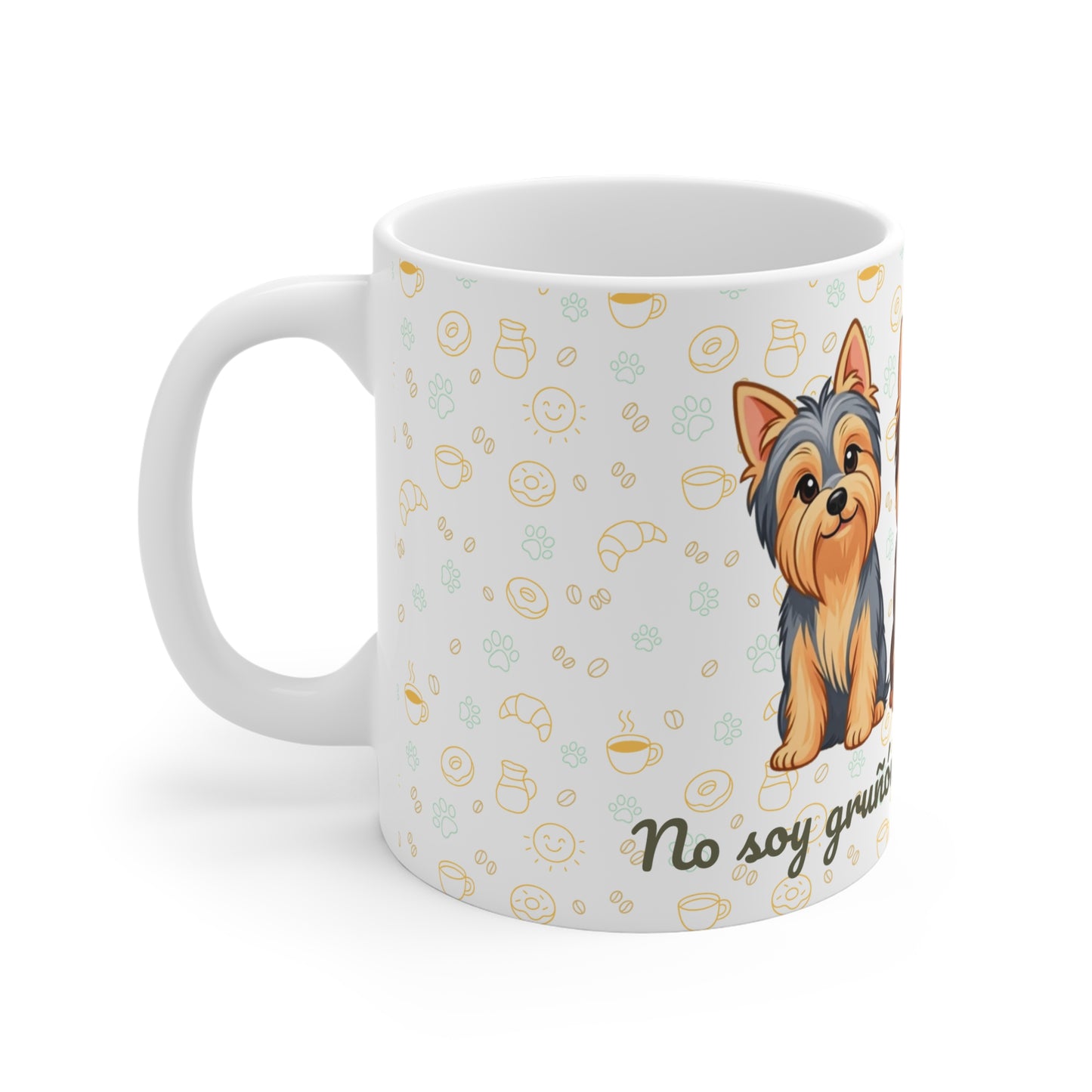 Taza de Cerámica con Yorkshire – “No soy gruñón, solo necesito café”