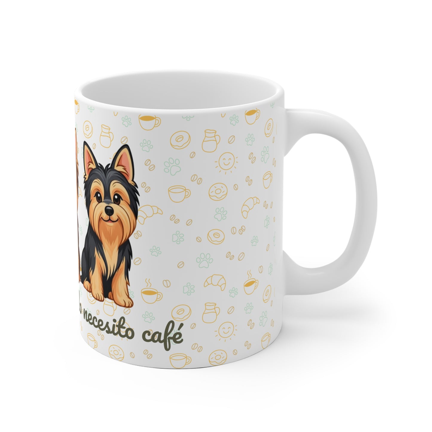 Taza de Cerámica con Yorkshire – “No soy gruñón, solo necesito café”