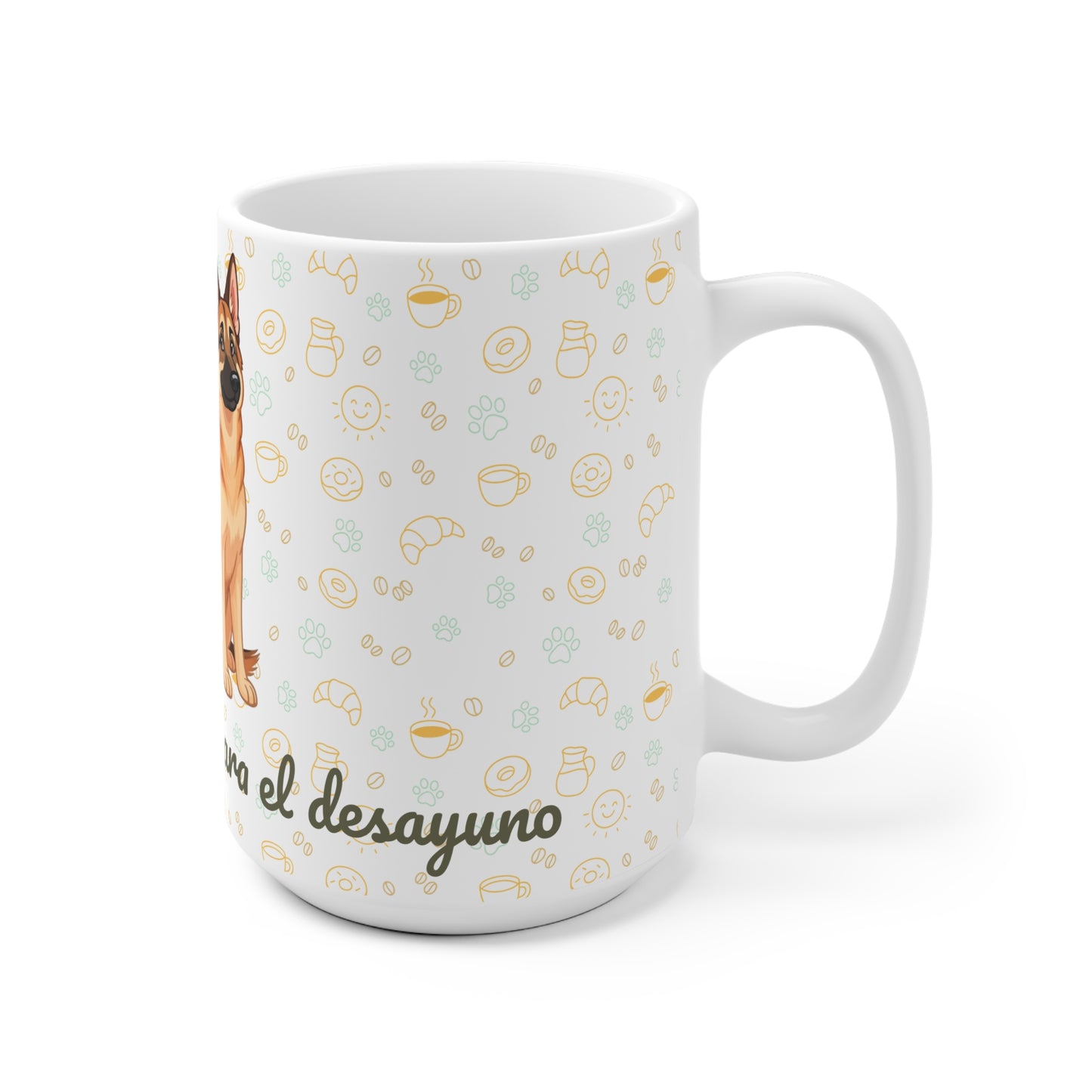 Taza de Cerámica con Pastor Alemán – Para Días con Carácter y Café