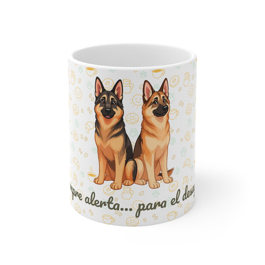 Taza de Cerámica con Pastor Alemán – Para Días con Carácter y Café