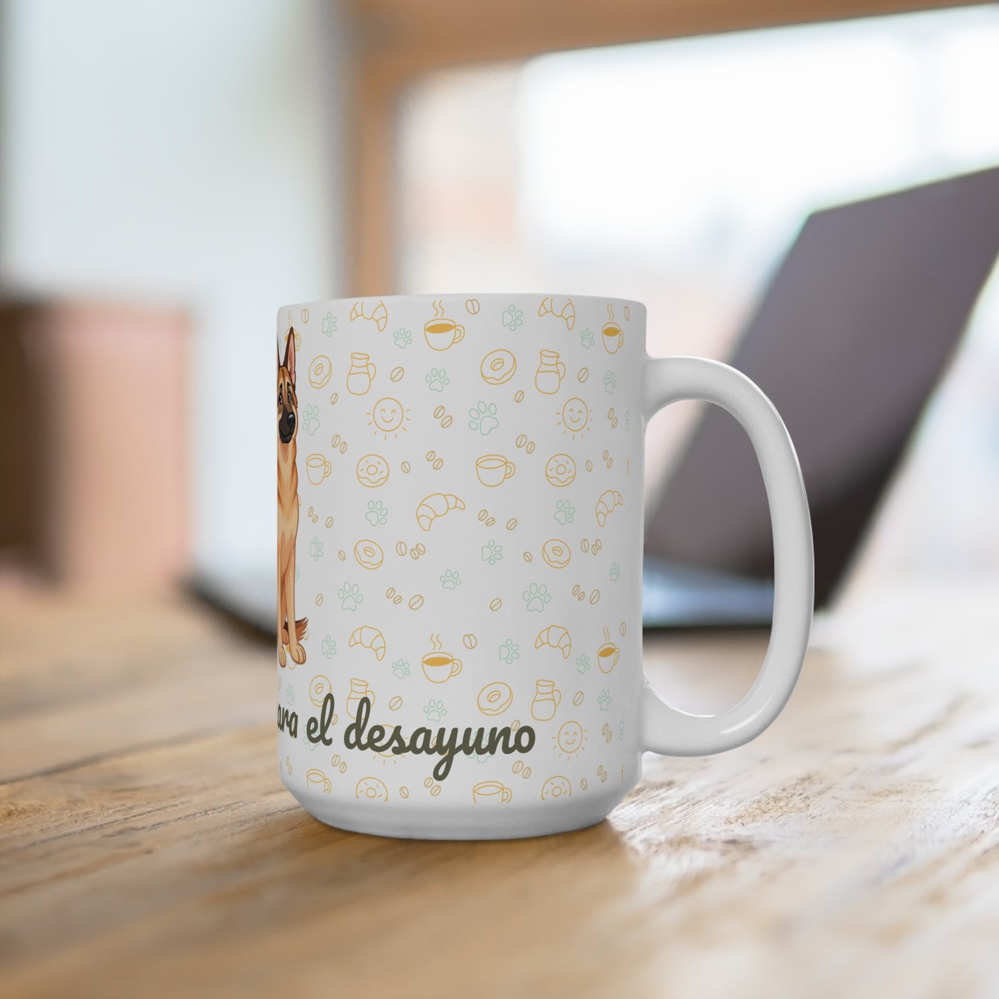 Taza de Cerámica con Pastor Alemán – Para Días con Carácter y Café