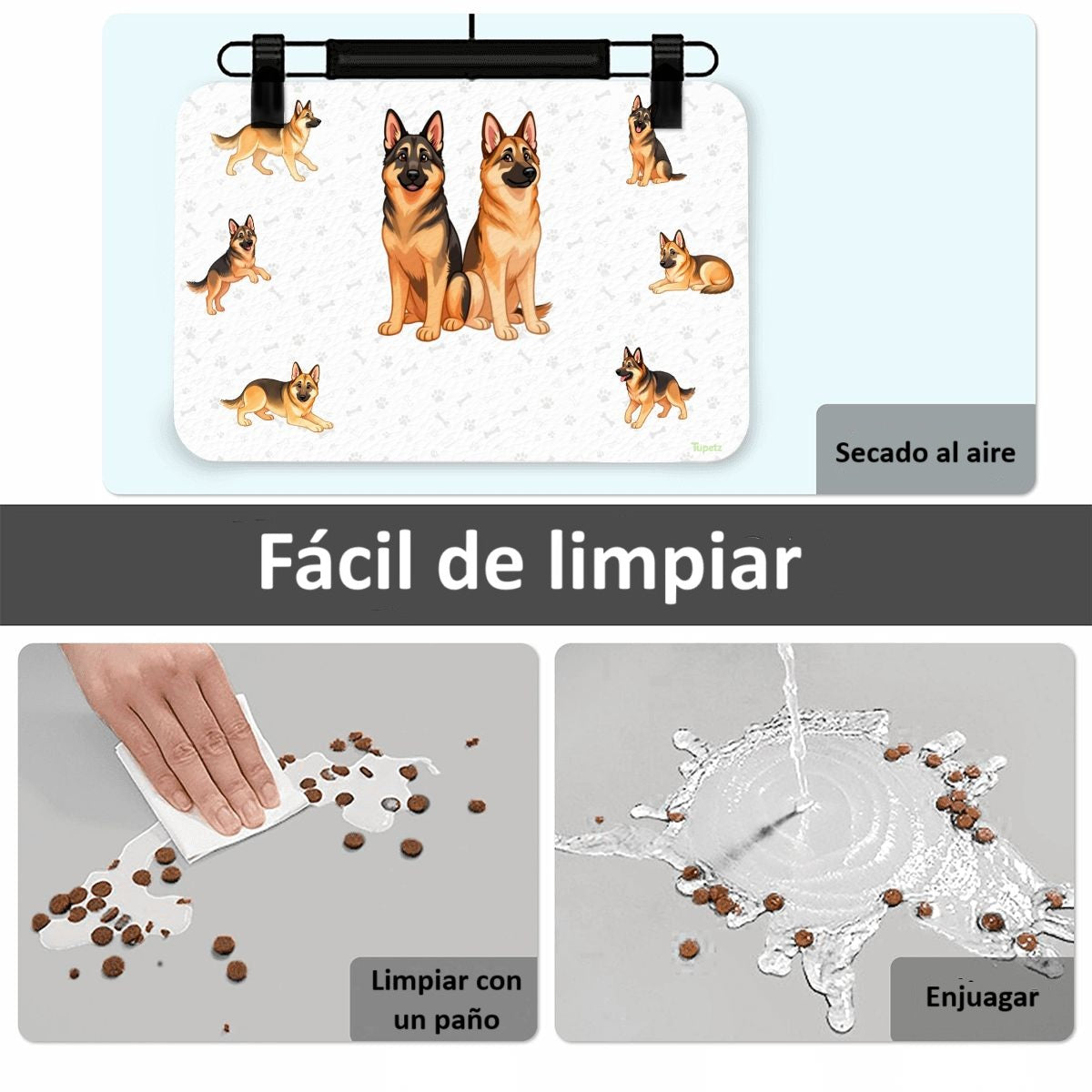 Tapete Impermeable para el comedero de %%petName%% – Limpieza, Estilo y Comodidad con Carácter Canino