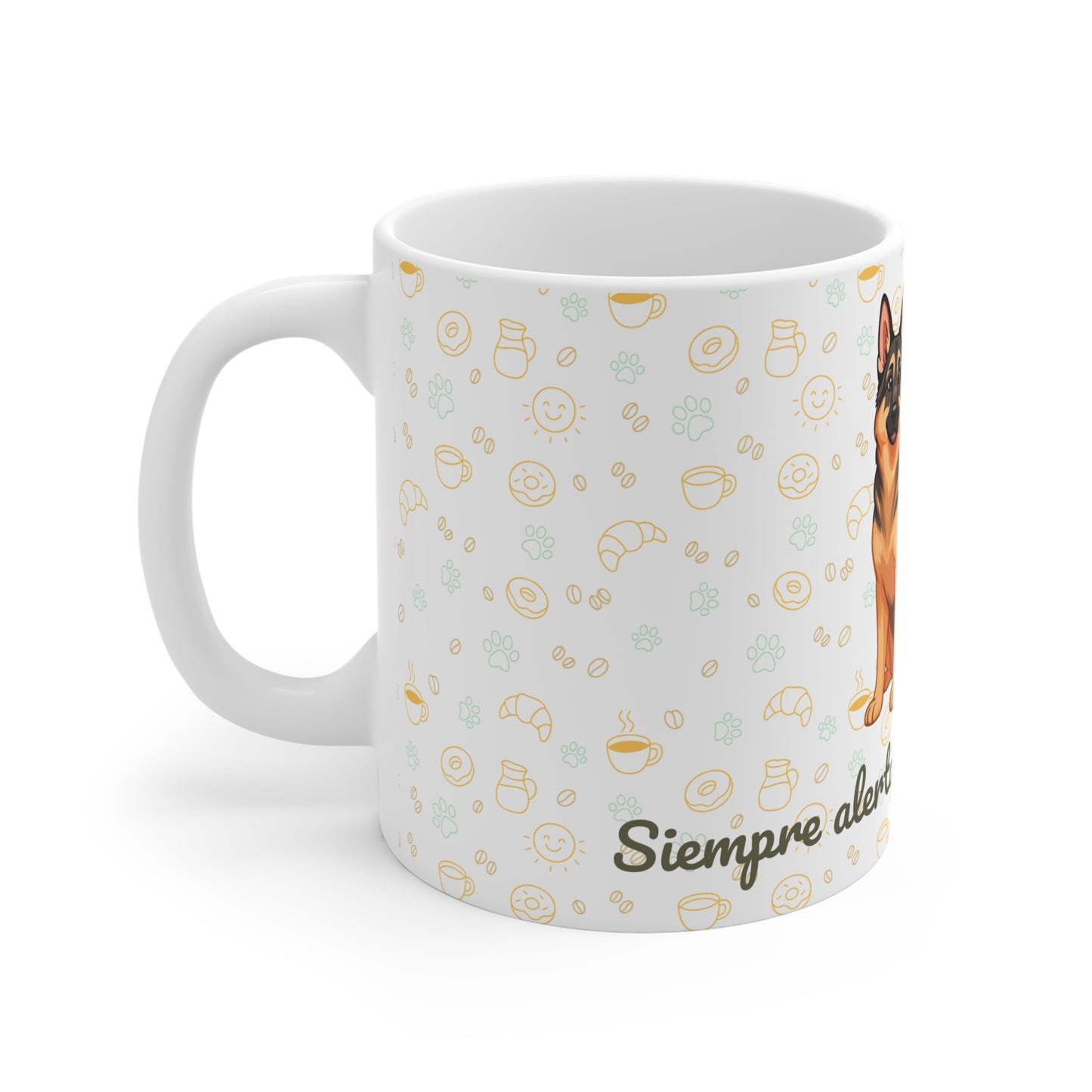 Taza de Cerámica con Pastor Alemán – Para Días con Carácter y Café
