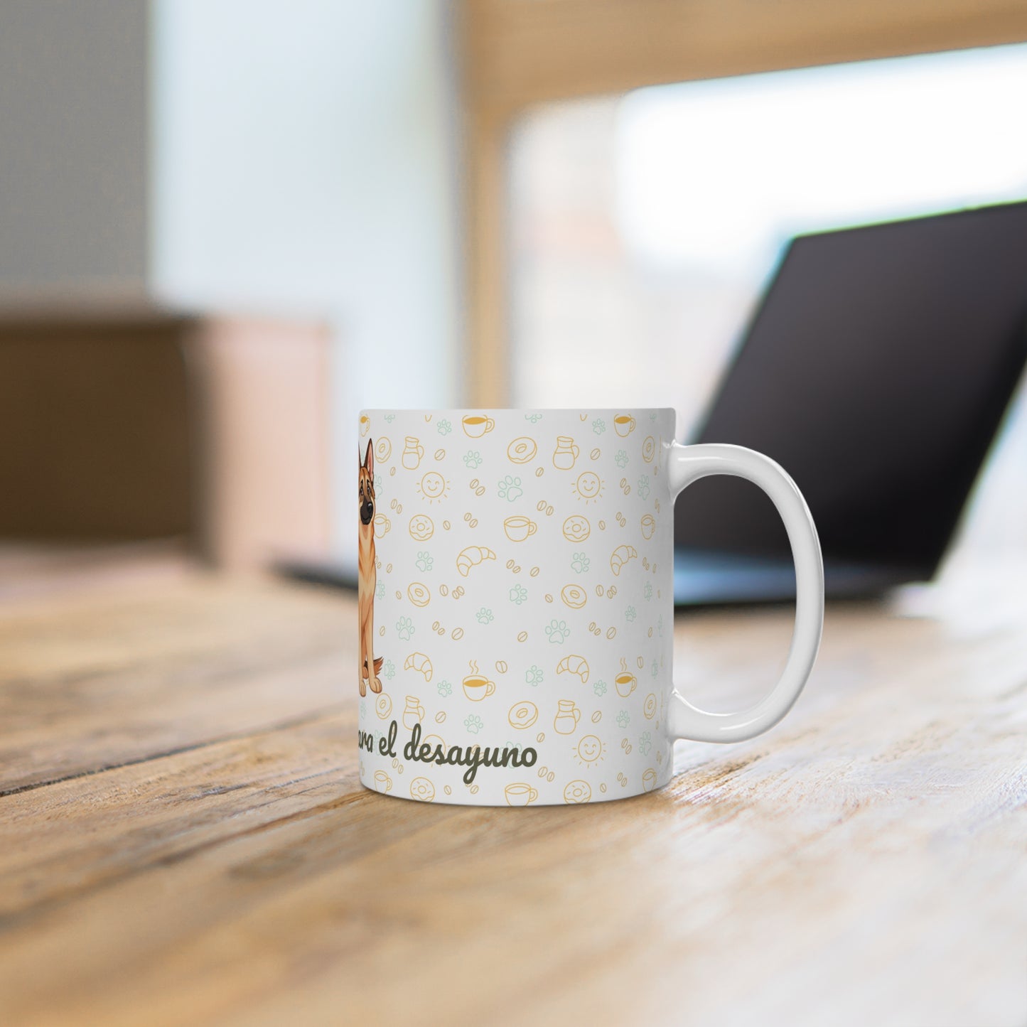 Taza de Cerámica con Pastor Alemán – Para Días con Carácter y Café