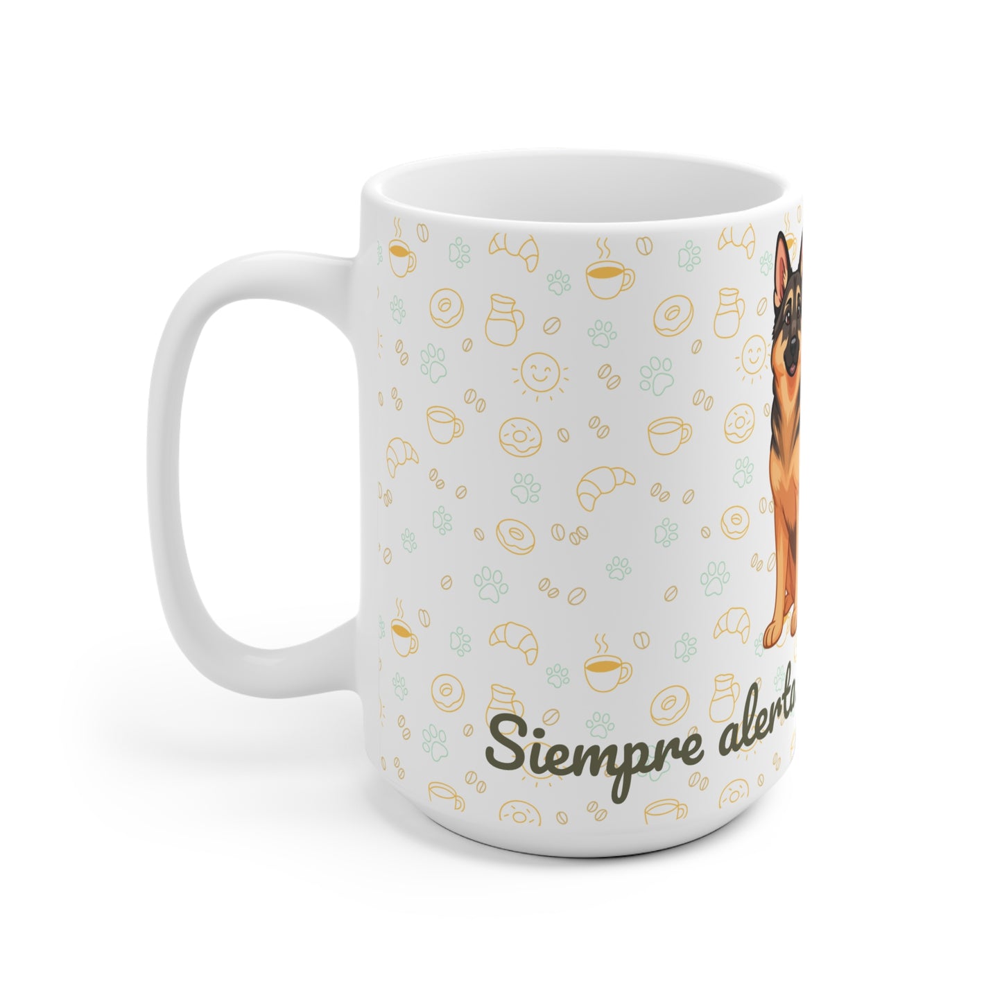 Taza de Cerámica con Pastor Alemán – Para Días con Carácter y Café