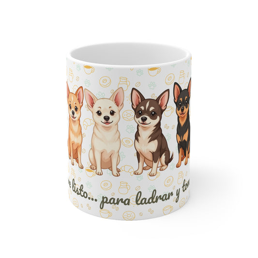 Taza de Cerámica con Chihuahua – Para Mañanas con Actitud y Café