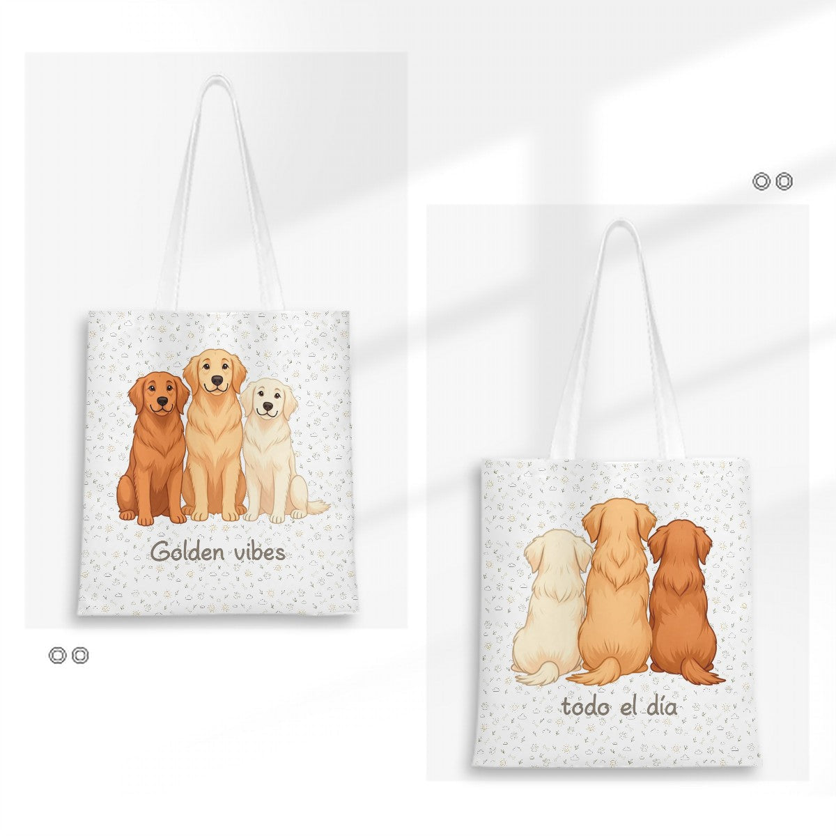 Bolsa Tote “Golden vibes, todo el día” – Estilo y Encanto para Quien Ama a %%petName%%